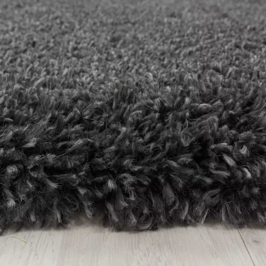 Adana Carpets Rond hoogpolig vloerkleed Fuzzy Donkergrijs Ø 160cm - Foto 8