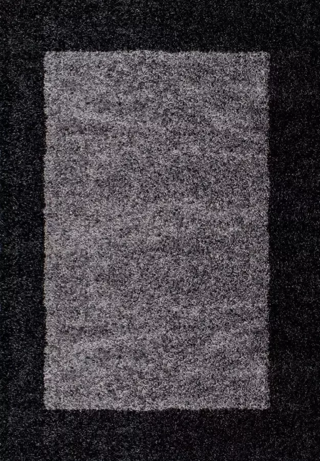 Adana Carpets Hoogpolig vloerkleed antraciet grijs met lijstmotief 200x290cm - Foto 8