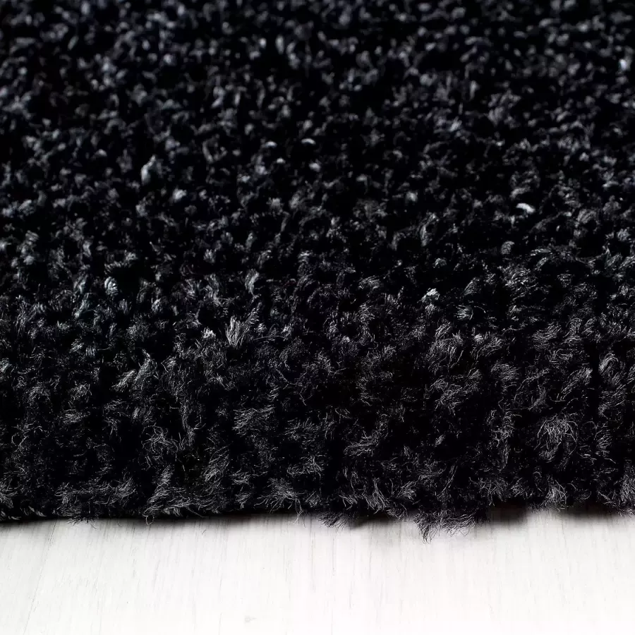 Adana Carpets Hoogpolig vloerkleed antraciet grijs met lijstmotief 200x290cm - Foto 3