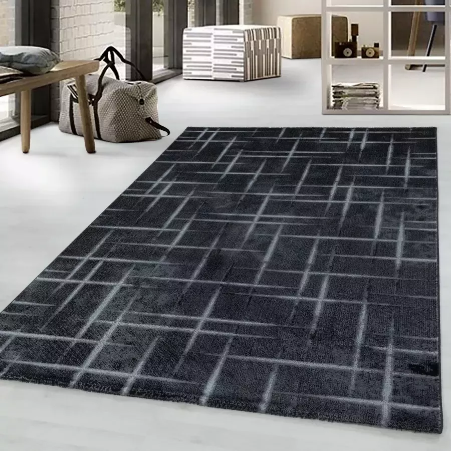 Adana Carpets Modern vloerkleed Streaky Skretch Zwart Grijs 160x230cm