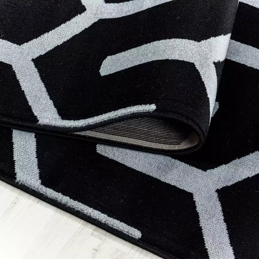 Adana Carpets Modern vloerkleed Streaky Pattern Zwart Wit 140x200cm - Foto 1