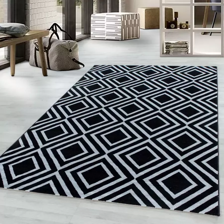 Adana Carpets Modern vloerkleed Streaky Square Zwart 120x170cm - Foto 4