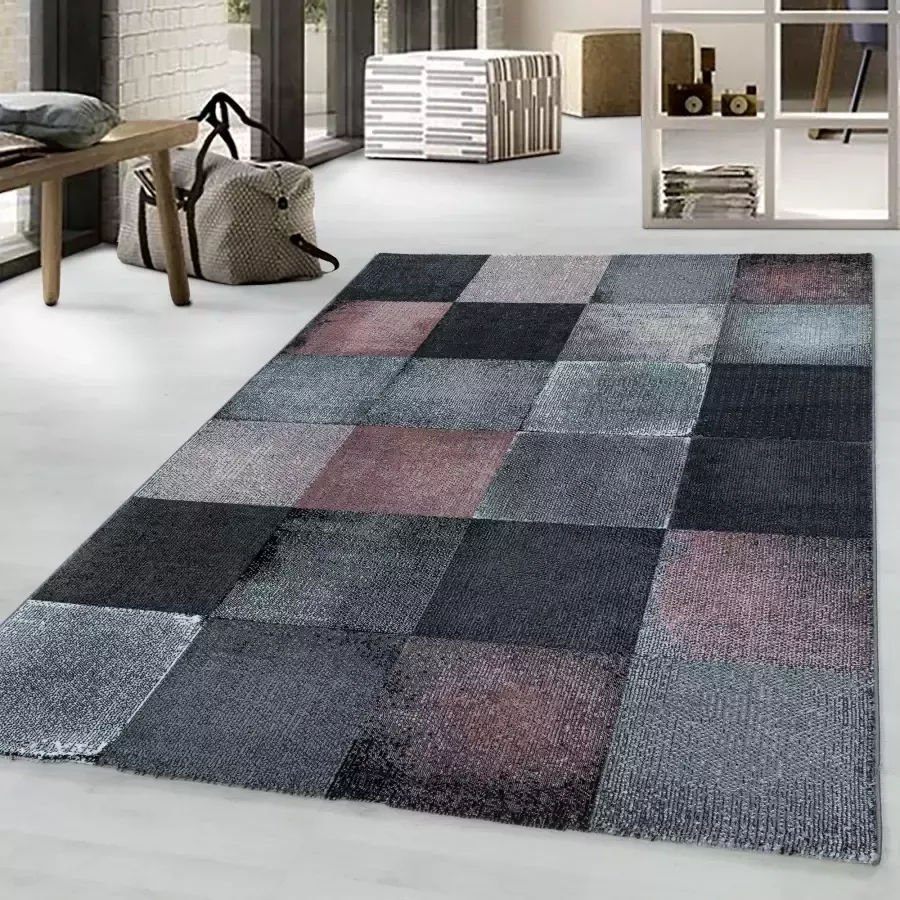 Adana Carpets Modern vloerkleed Streaky Box Grijs Roze 160x230cm - Foto 4