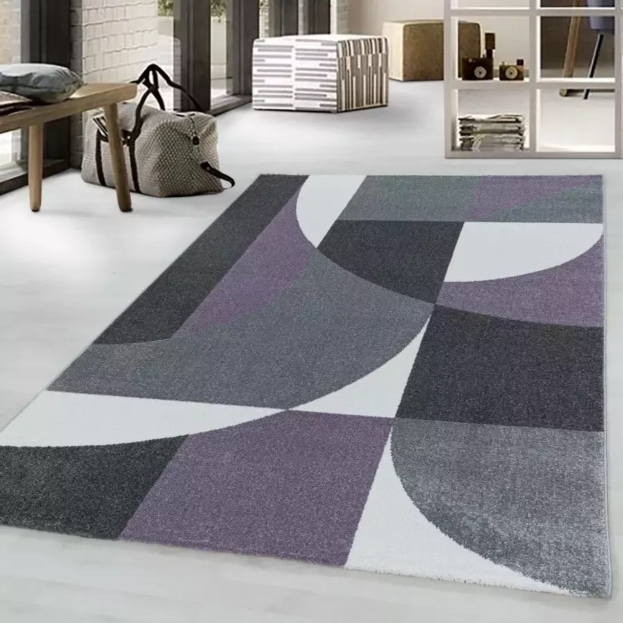 Adana Carpets Retro vloerkleed Stencil Forms Paars Grijs 200x290cm - Foto 4