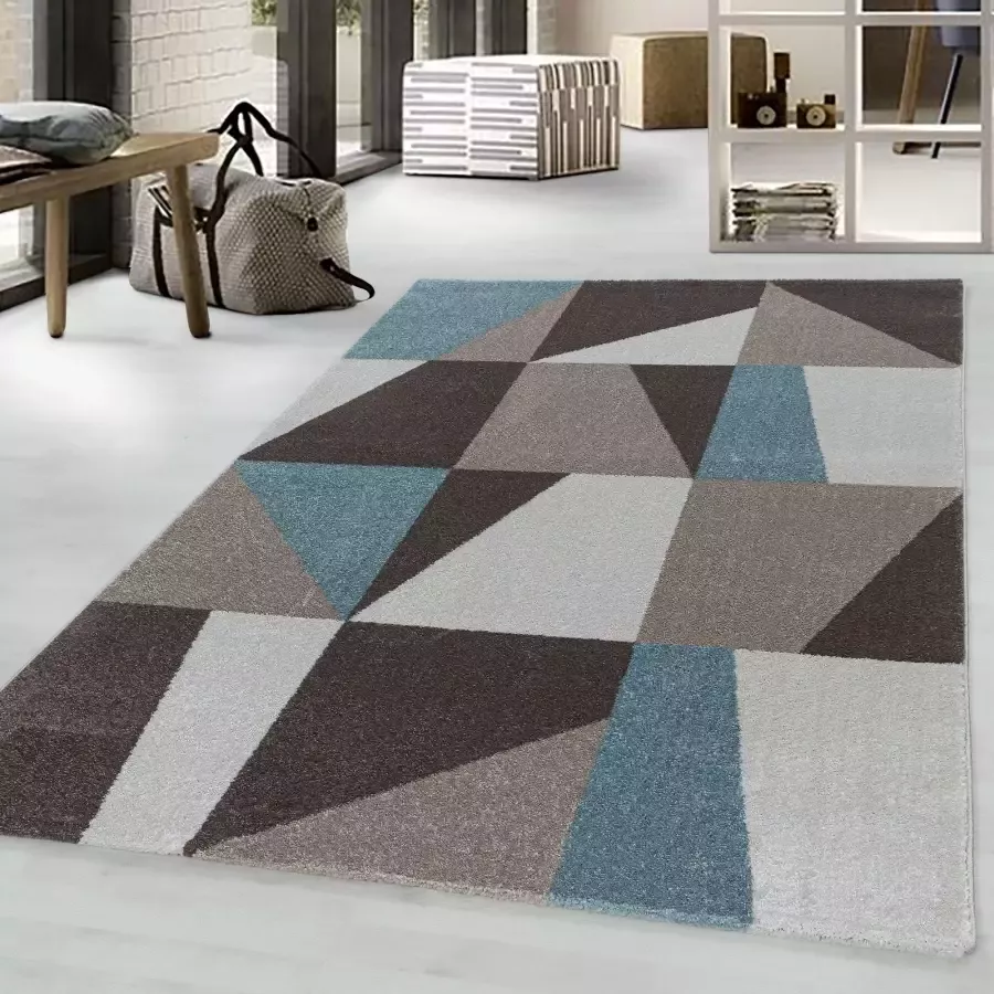 Adana Carpets Retro vloerkleed Stencil Box Blauw Bruin 160x230cm - Foto 4