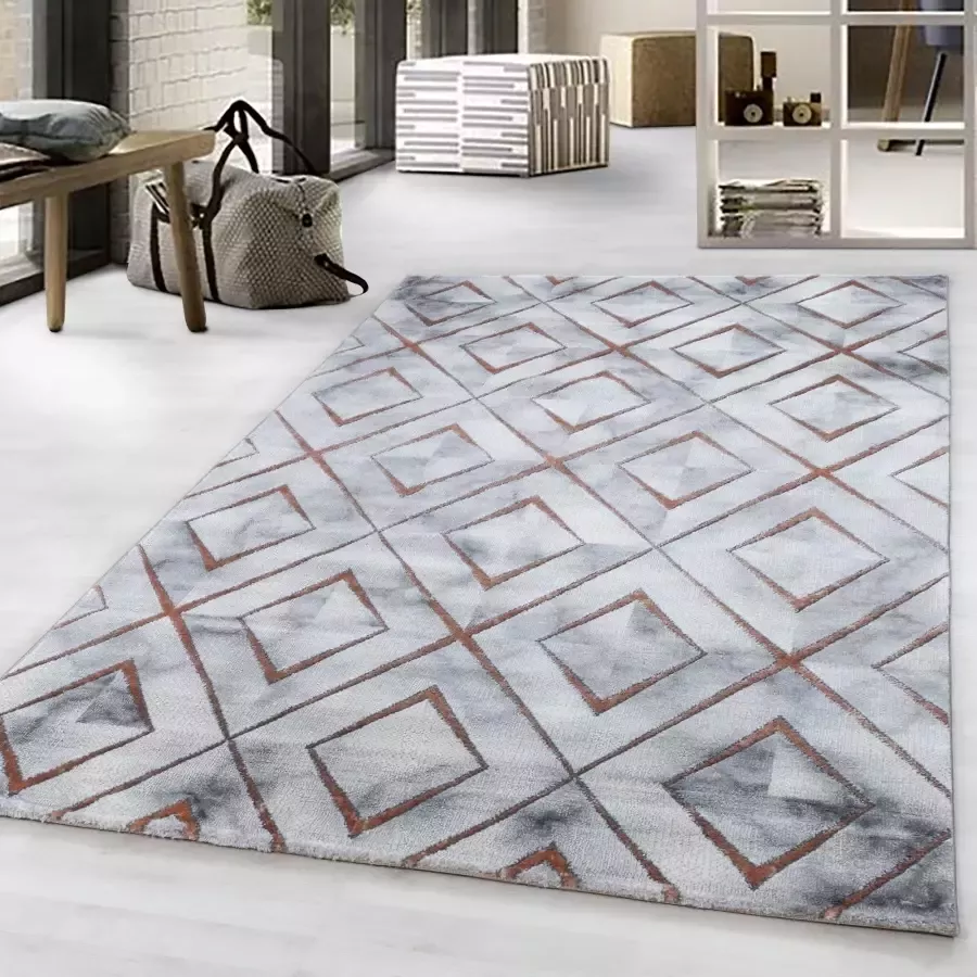 Adana Carpets Modern vloerkleed Marble Square Grijs Bruin 140x200cm - Foto 4