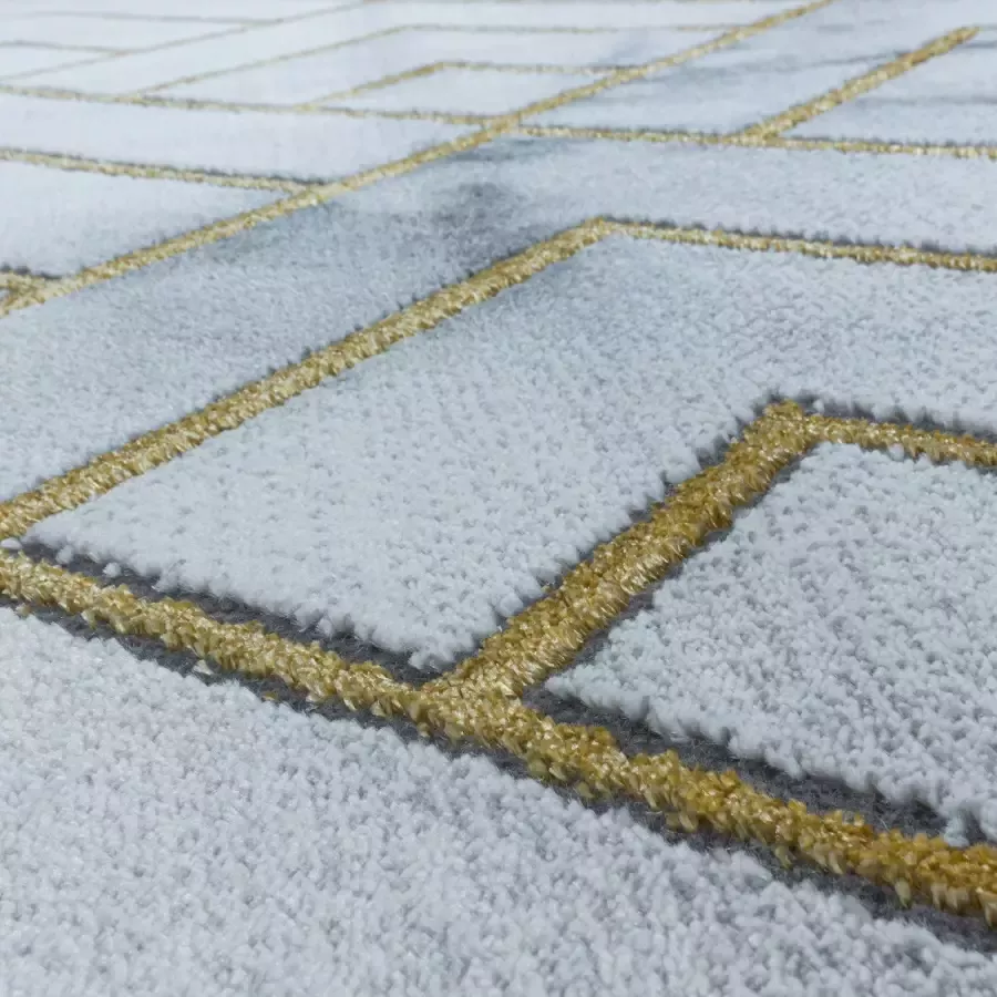 Adana Carpets Modern vloerkleed Marble Pattern Grijs Goud 140x200cm - Foto 3