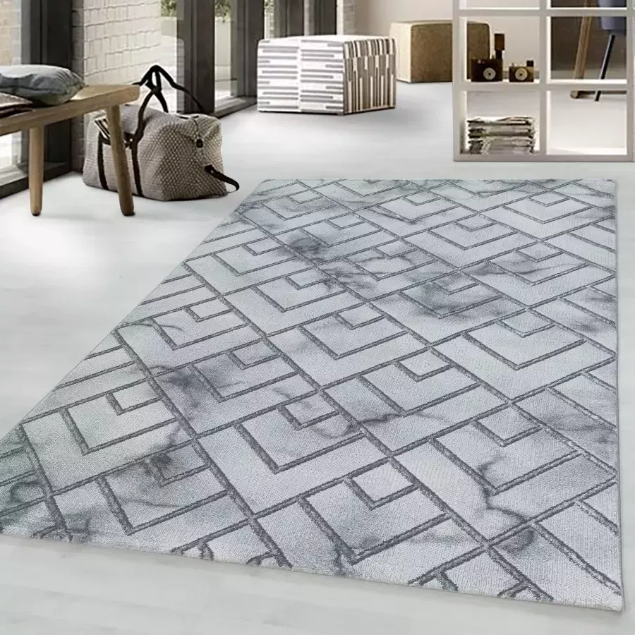 Adana Carpets Modern vloerkleed Marble Pattern Grijs Zilver 140x200cm - Foto 4