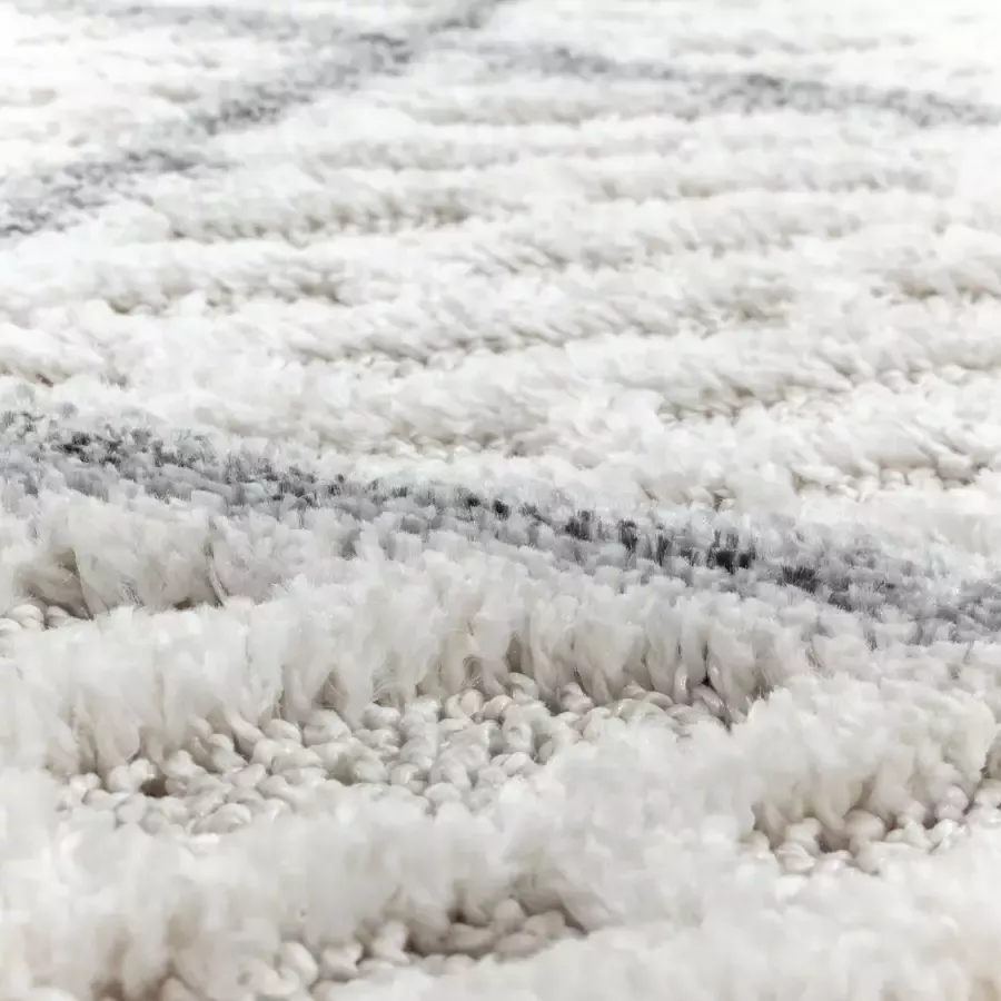 Adana Carpets Rond scandinavisch vloerkleed Pitea Strangle Creme Ø 160cm