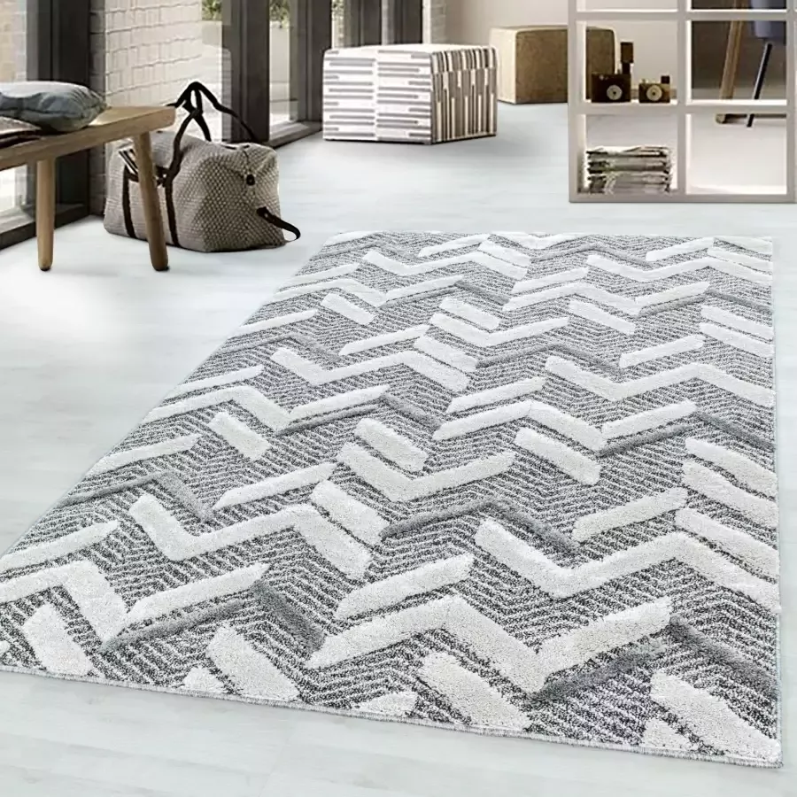 Adana Carpets Scandinavisch vloerkleed Pitea Panel Grijs Creme 280x370cm - Foto 5