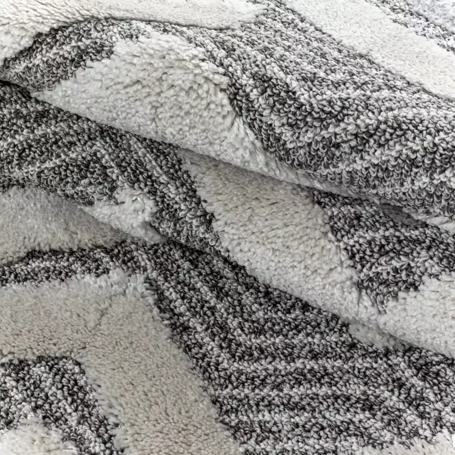 Adana Carpets Rond scandinavisch vloerkleed Pitea Panel Grijs Creme Ø 160cm