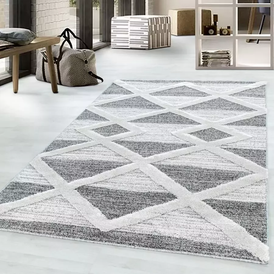 Adana Carpets Scandinavisch vloerkleed Pitea Lines Grijs Creme 160x230cm - Foto 5