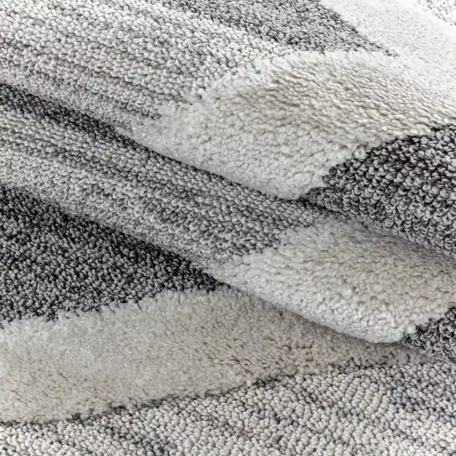 Adana Carpets Rond scandinavisch vloerkleed Pitea Lines Grijs Creme Ø 160cm - Foto 1