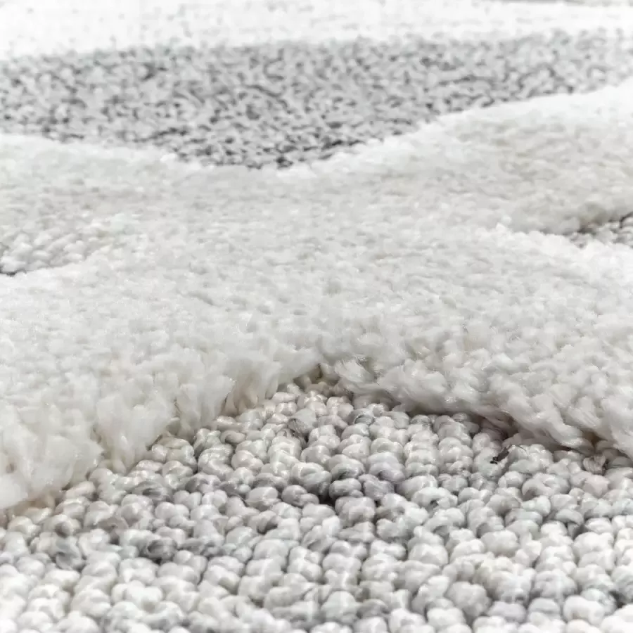 Adana Carpets Rond scandinavisch vloerkleed Pitea Lines Grijs Creme Ø 160cm - Foto 2