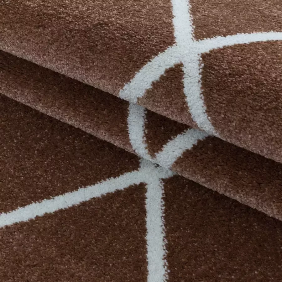 Adana Carpets Laagpolig vloerkleed Smoothly Lines Bruin Wit 120x170cm - Foto 2