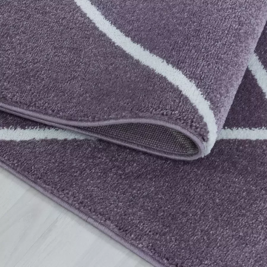 Adana Carpets Laagpolig vloerkleed Smoothly Lines Paars Wit 120x170cm