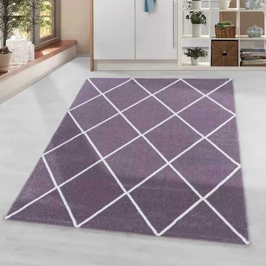 Adana Carpets Laagpolig vloerkleed Smoothly Lines Paars Wit 120x170cm - Foto 4