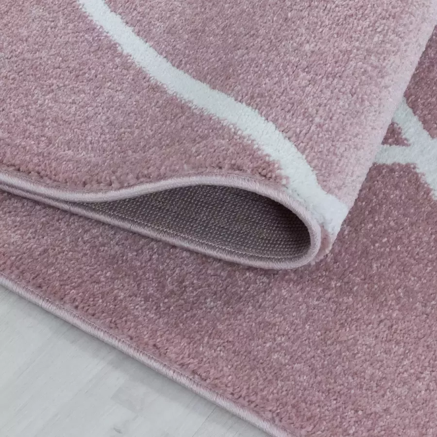 Adana Carpets Laagpolig vloerkleed Smoothly Lines Roze Wit 160x230cm