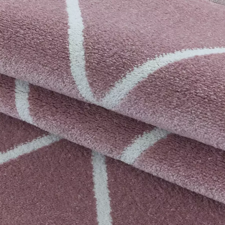 Adana Carpets Laagpolig vloerkleed Smoothly Lines Roze Wit 160x230cm - Foto 2