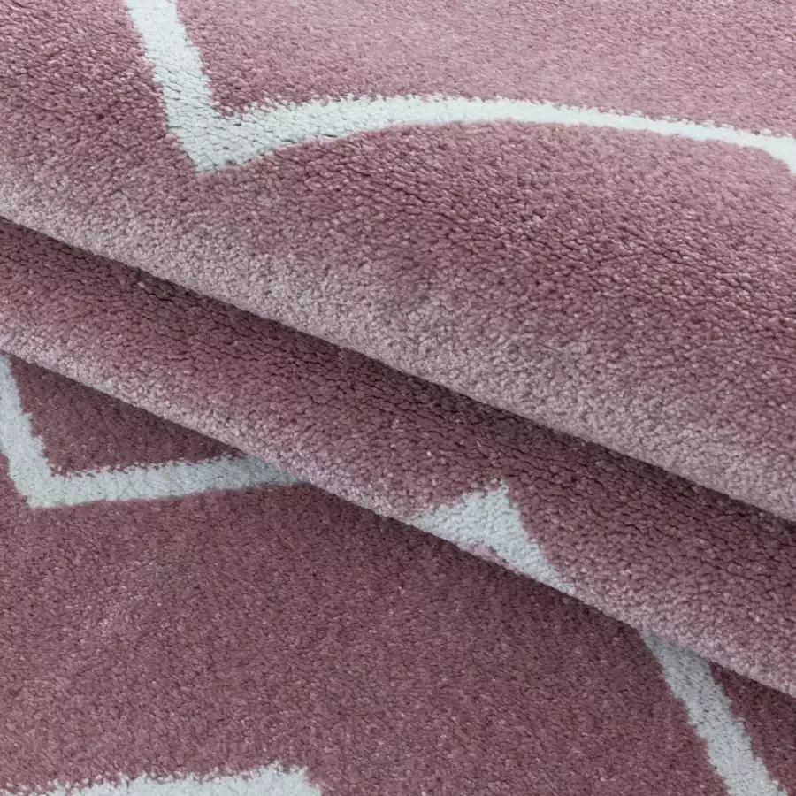 Adana Carpets Laagpolig vloerkleed Smoothly Weave Roze Wit 240x340cm - Foto 2