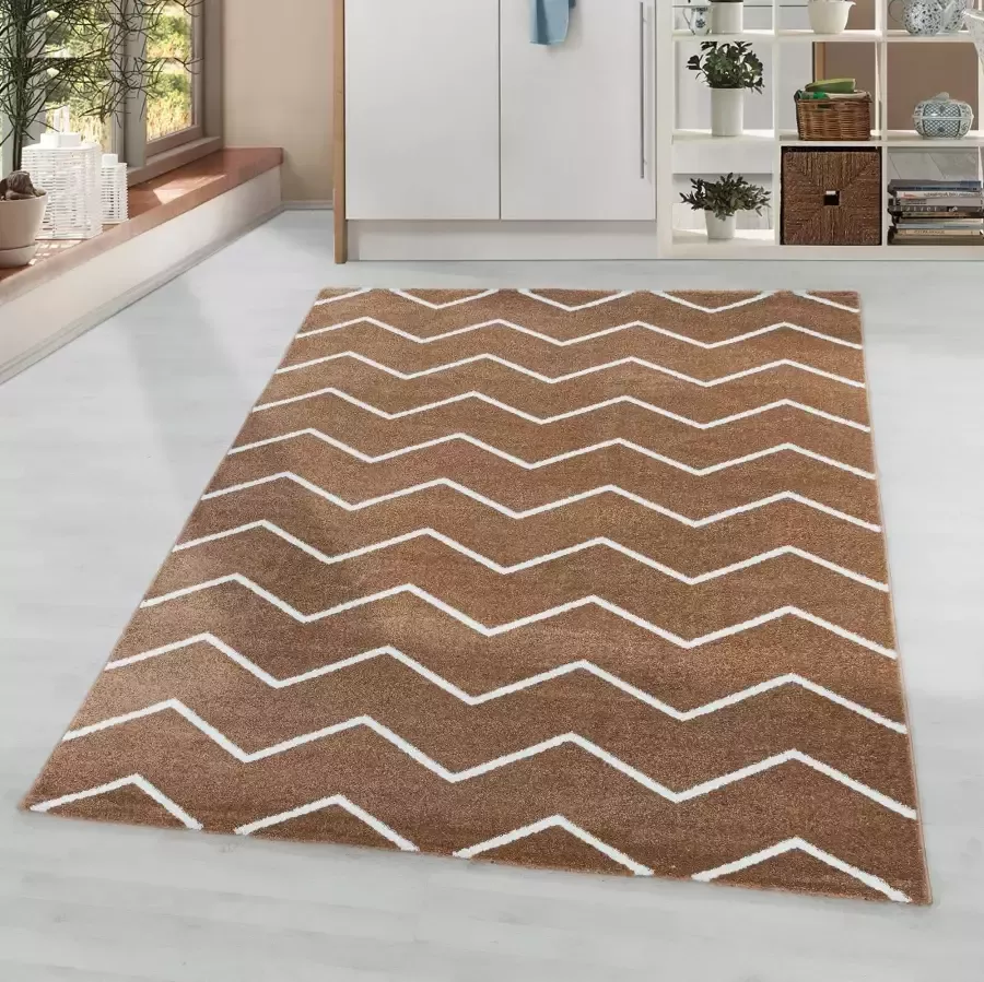 Adana Carpets Laagpolig vloerkleed Smoothly Weave Bruin Wit 120x170cm - Foto 4