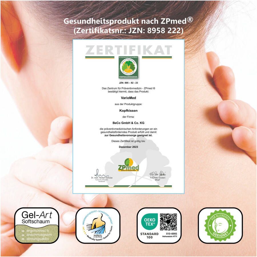 Beco Neksteunkussen Vario Med Kern van gelschuim & gezondheidsproduct volgens ZPmed
