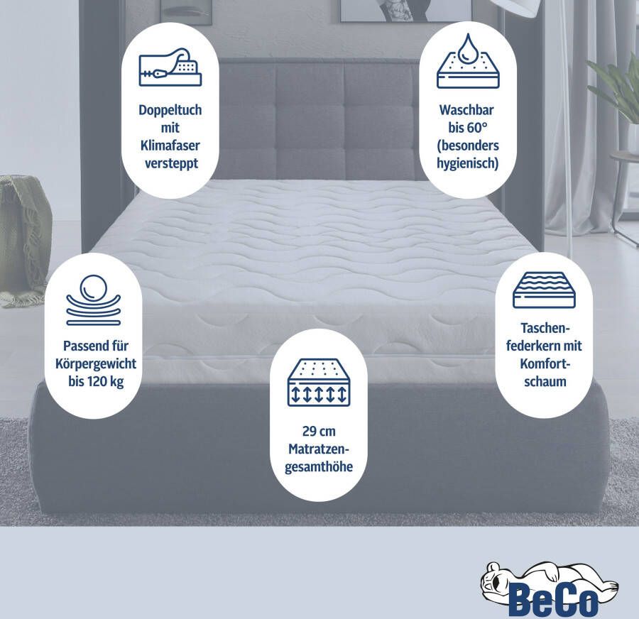 Beco Pocketveringsmatras 5 sterren TFK met polyester of natuurlijke katoenen bekleding verschillende maten hoogte 29 cm - Foto 2