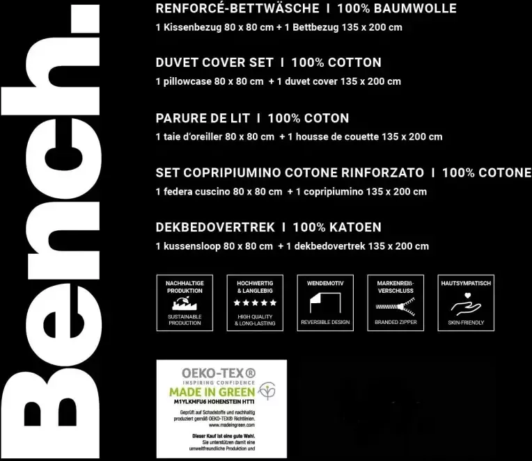 Bench. Tweezijdig te gebruiken overtrekset Bench met belettering - Foto 4