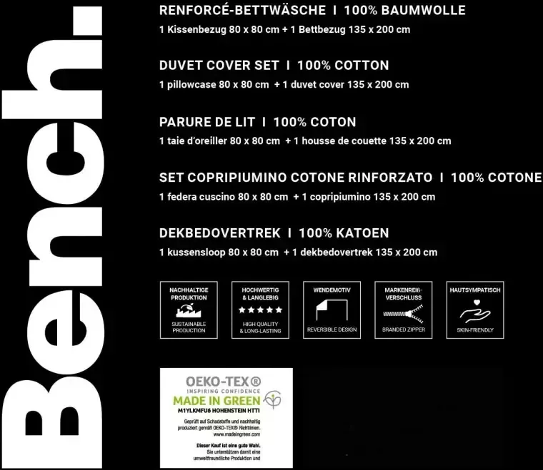 Bench. Tweezijdig te gebruiken overtrekset Bench met belettering - Foto 4