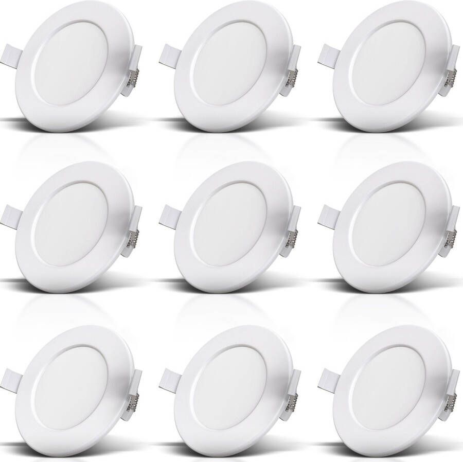 B.K.Licht Ledinbouwlamp BK_EL1274 9-delige set badkamer inbouwspots IP44 platte inbouwstralers (9 stuks) - Foto 2
