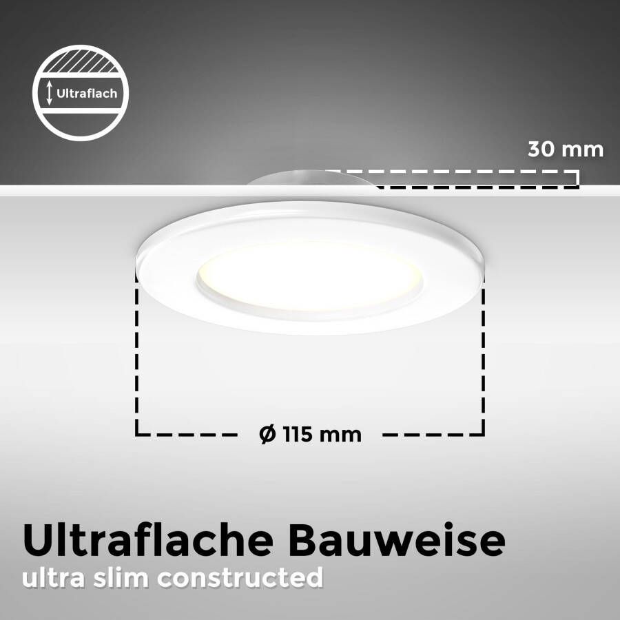 B.K.Licht Ledinbouwlamp BK_EL1274 9-delige set badkamer inbouwspots IP44 platte inbouwstralers (9 stuks)
