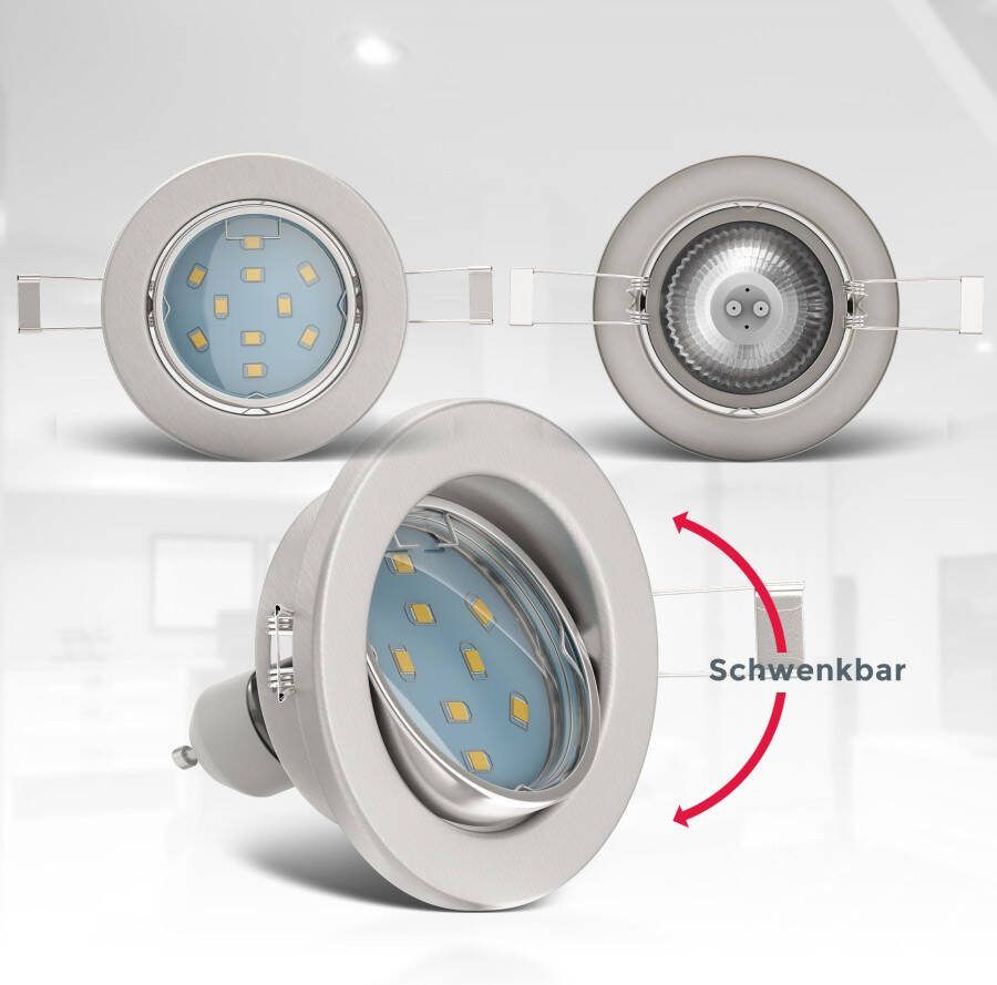 B.K.Licht LED inbouwspot LED inbouwlampen draaibaar wit incl. 3W 250lm GU10 plafondspot - Foto 4