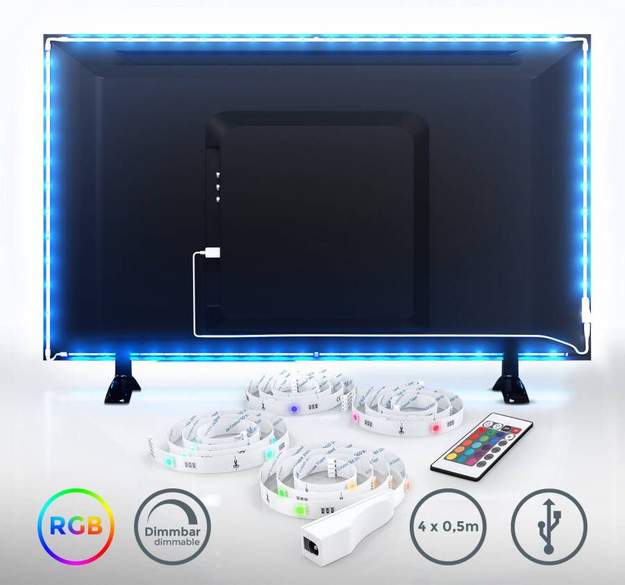 B.K.Licht Led-strepen LED TV-achtergrondverlichting backlight 2m USB RGB zelfklevend - Foto 7