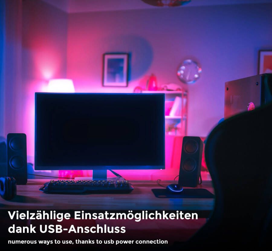 B.K.Licht Led-strepen LED TV-achtergrondverlichting backlight 2m USB RGB zelfklevend - Foto 8