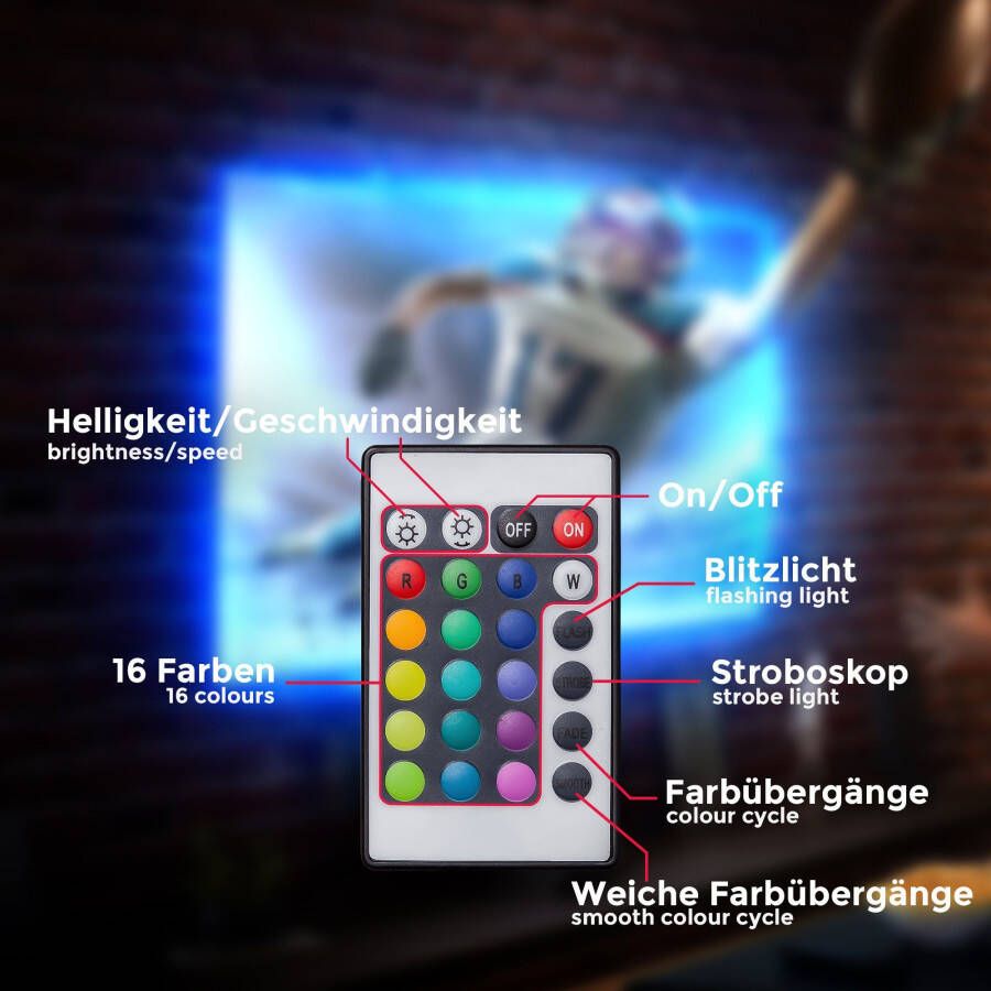 B.K.Licht Led-strepen LED TV-achtergrondverlichting backlight 2m USB RGB zelfklevend - Foto 4