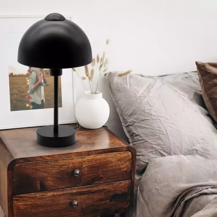 B.K.Licht Tafellamp BK_TL1529 Retro tafellamp E14 fitting mat zwart Nachttafellamp bedlamp kabelschakelaar zonder lamp (max. 25W) (1 stuk) - Foto 2