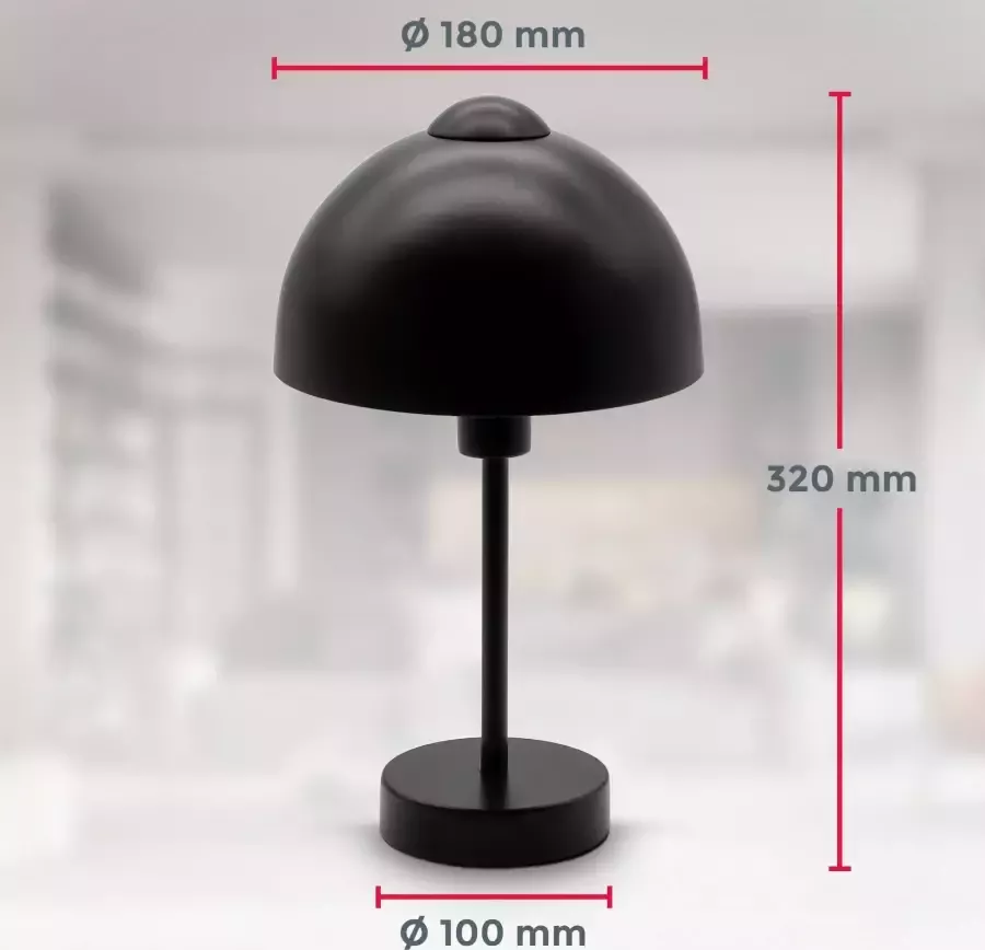 B.K.Licht Tafellamp BK_TL1529 Retro tafellamp E14 fitting mat zwart Nachttafellamp bedlamp kabelschakelaar zonder lamp (max. 25W) (1 stuk) - Foto 4