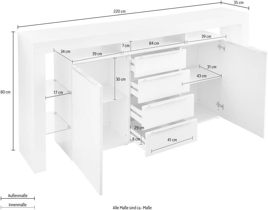 Borchardt Möbel Dressoir Lima (192 of 220 cm) - Foto 1