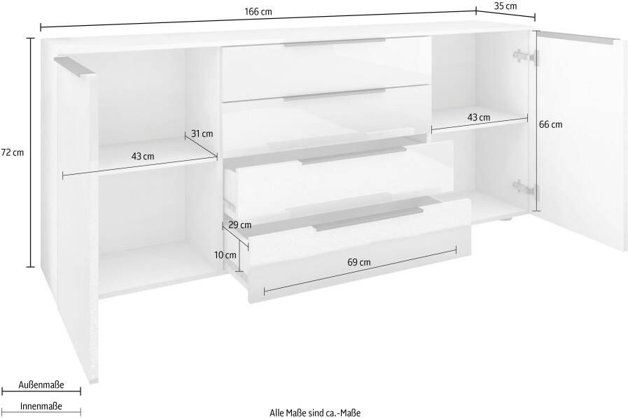 Borchardt Möbel Dressoir Tom Breedte 166 cm - Foto 3