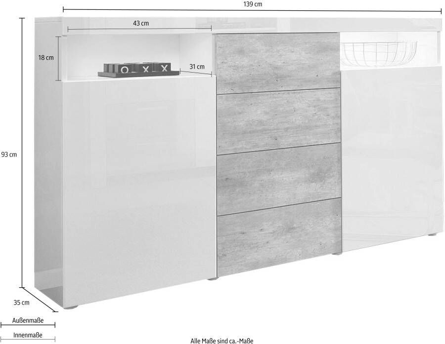 Borchardt Möbel Highboard Kaapstad Breedte 139 cm - Foto 4