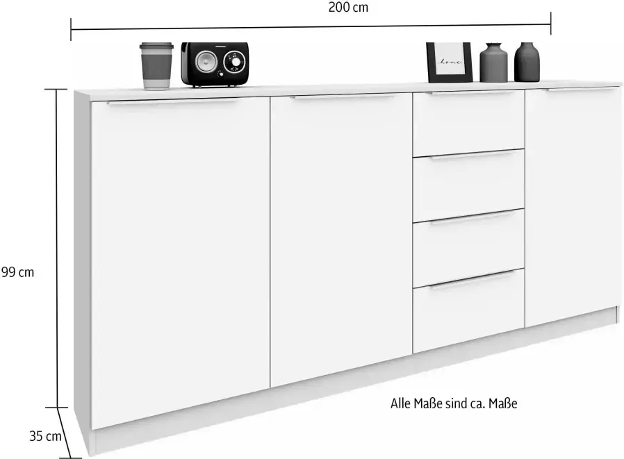 Borchardt Möbel Highboard Oliva Breedte ca. 200 cm