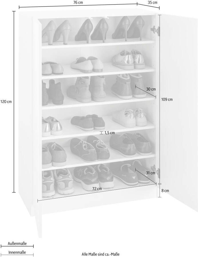 Borchardt Möbel Schoenenkast Vaasa3 Breedte 76 cm - Foto 3