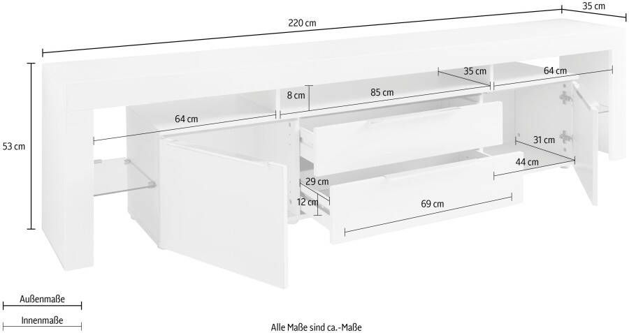 Borchardt Möbel Tv-meubel Lima Breedte 220 cm