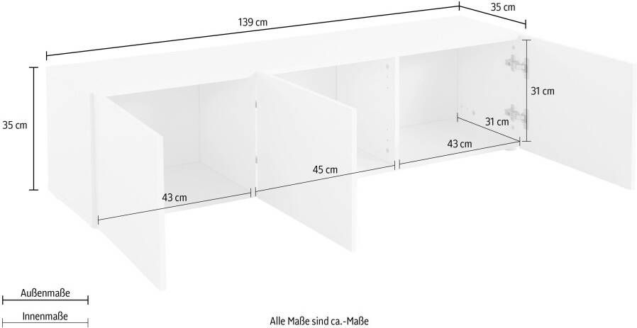 Borchardt Möbel Tv-meubel Sophia Breedte 139 cm met 3 deuren staand en hangend - Foto 6