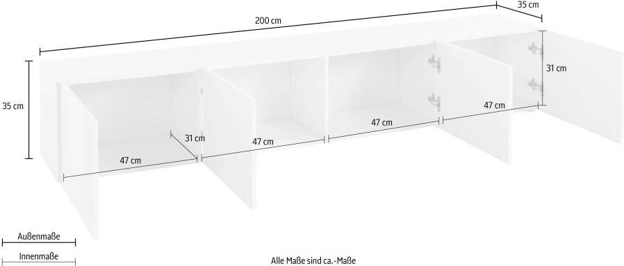 Borchardt Möbel Tv-meubel Sophia Breedte 200 cm met 4 deuren staand en hangend - Foto 6
