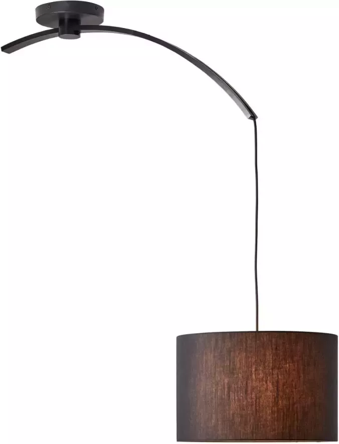 Brilliant Leuchten Hanglamp Daria 115 cm hoogte ø 40 cm e27 draaibaar in te korten metaal textiel zwart (1 stuk) - Foto 4