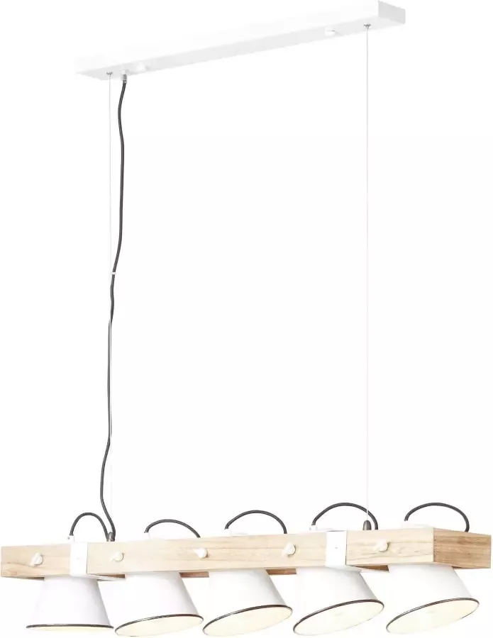 Brilliant Leuchten Hanglamp PLOW H 115 cm B 95 cm 5 x E27 draaibaar metaal hout wit hout licht - Foto 5