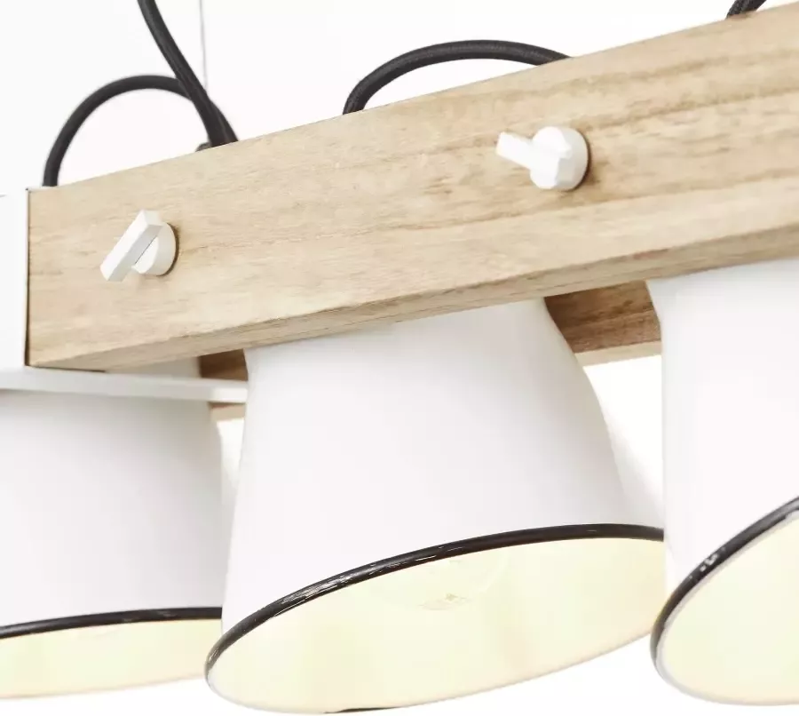 Brilliant Leuchten Hanglamp PLOW H 115 cm B 95 cm 5 x E27 draaibaar metaal hout wit hout licht - Foto 3