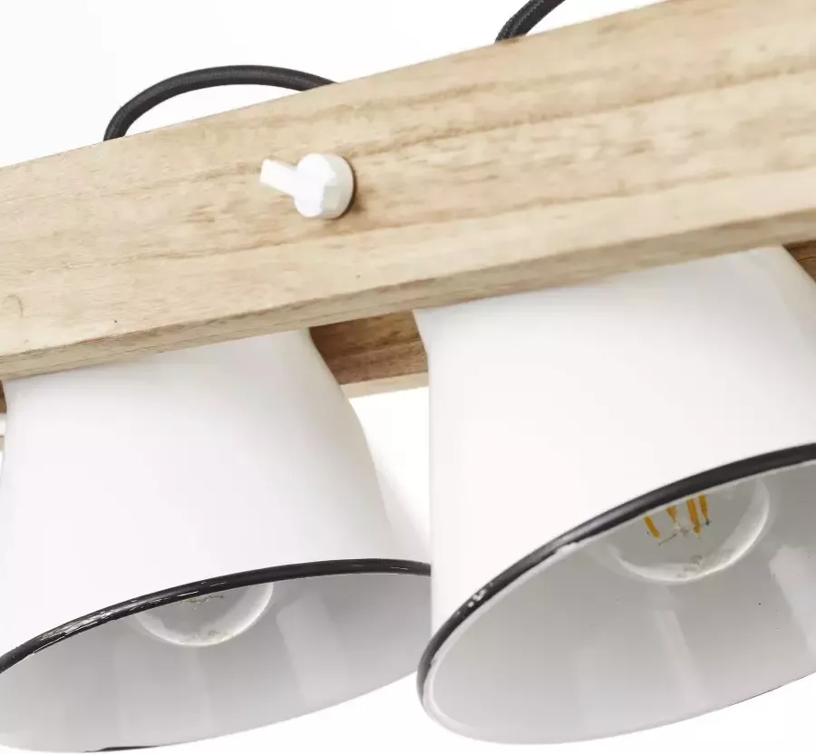 Brilliant Leuchten Hanglamp PLOW H 115 cm B 70 cm 3x E27 draaibaar metaal hout wit hout licht - Foto 2