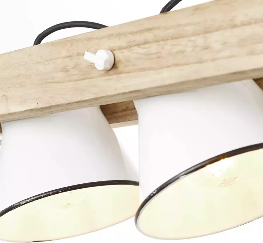 Brilliant Leuchten Hanglamp PLOW H 115 cm B 70 cm 3x E27 draaibaar metaal hout wit hout licht - Foto 3